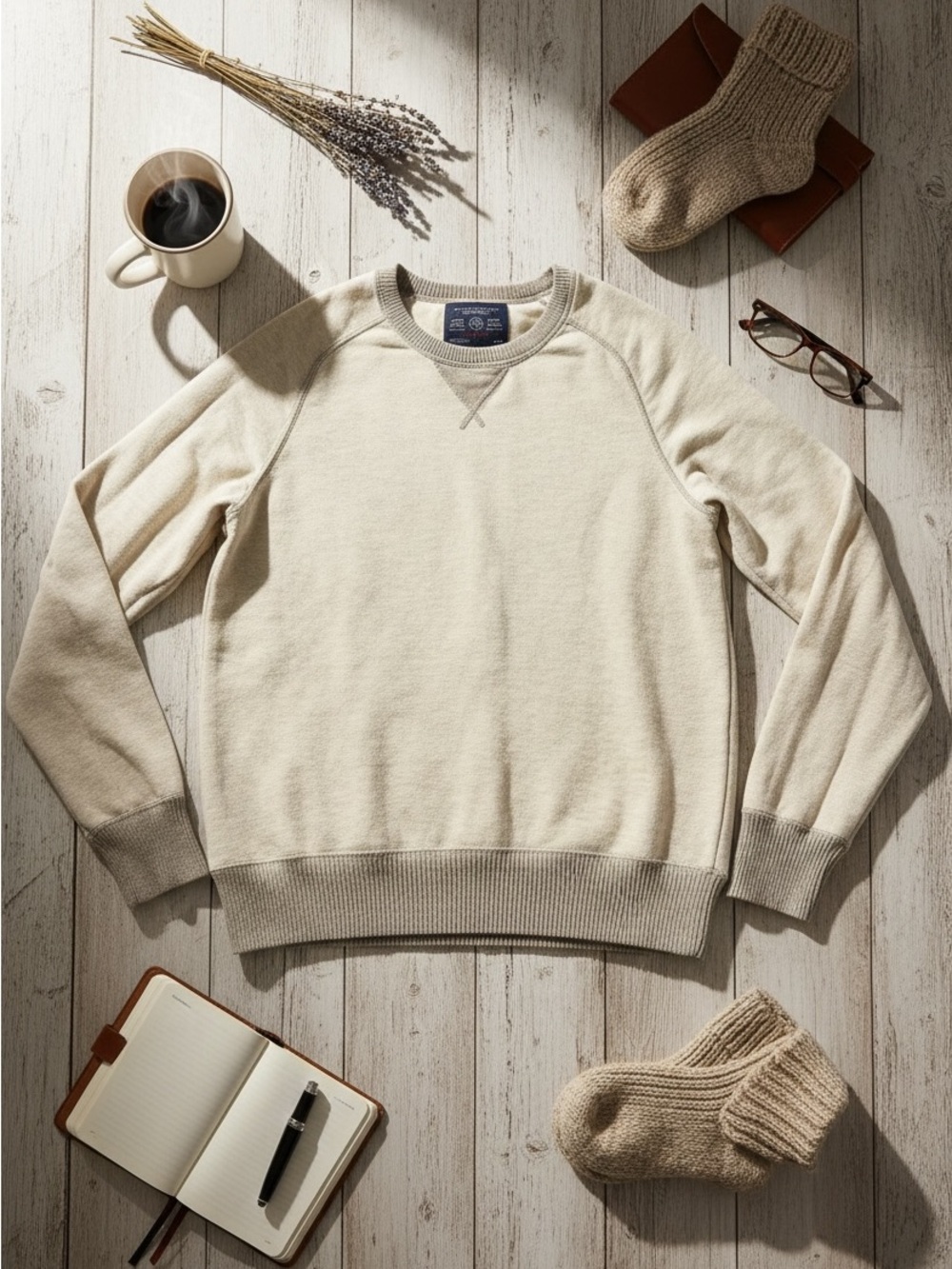 American Eagle Outfitters Cream Crewneck Sweatshirt
